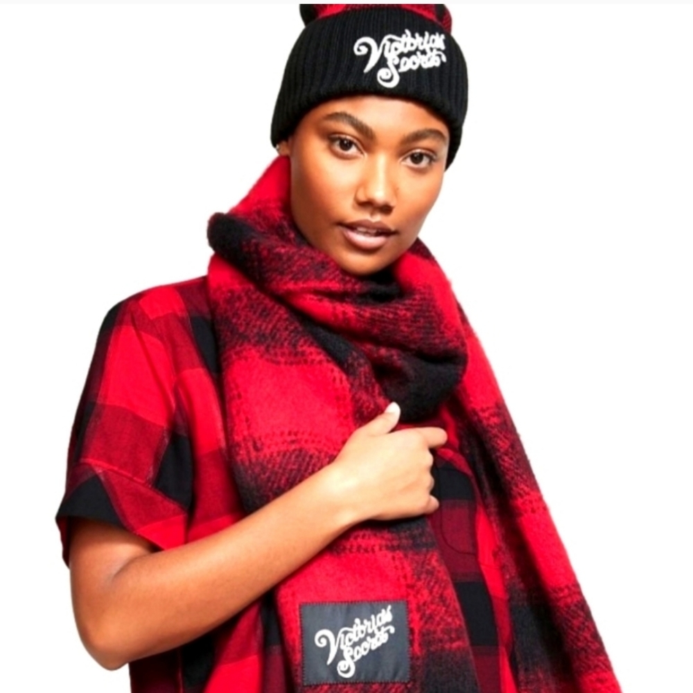 Victoria secret hat and scarf.